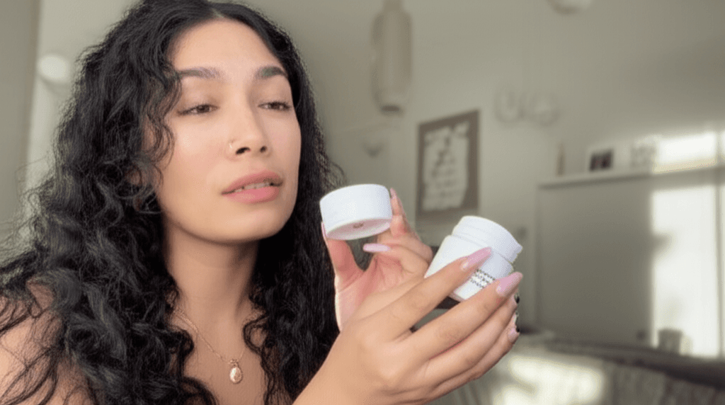 KOC reviewing a cosmetics product